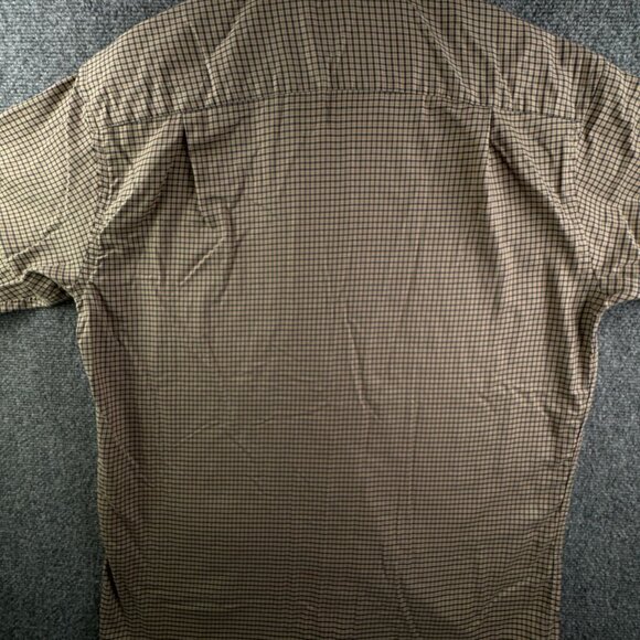 Eton Long Sleeve Button Up Shirt Men All Cotton Designer 16.5 Beige Blue Check - Picture 13 of 16